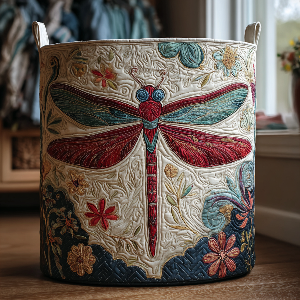 Panier rembourré avec libellules