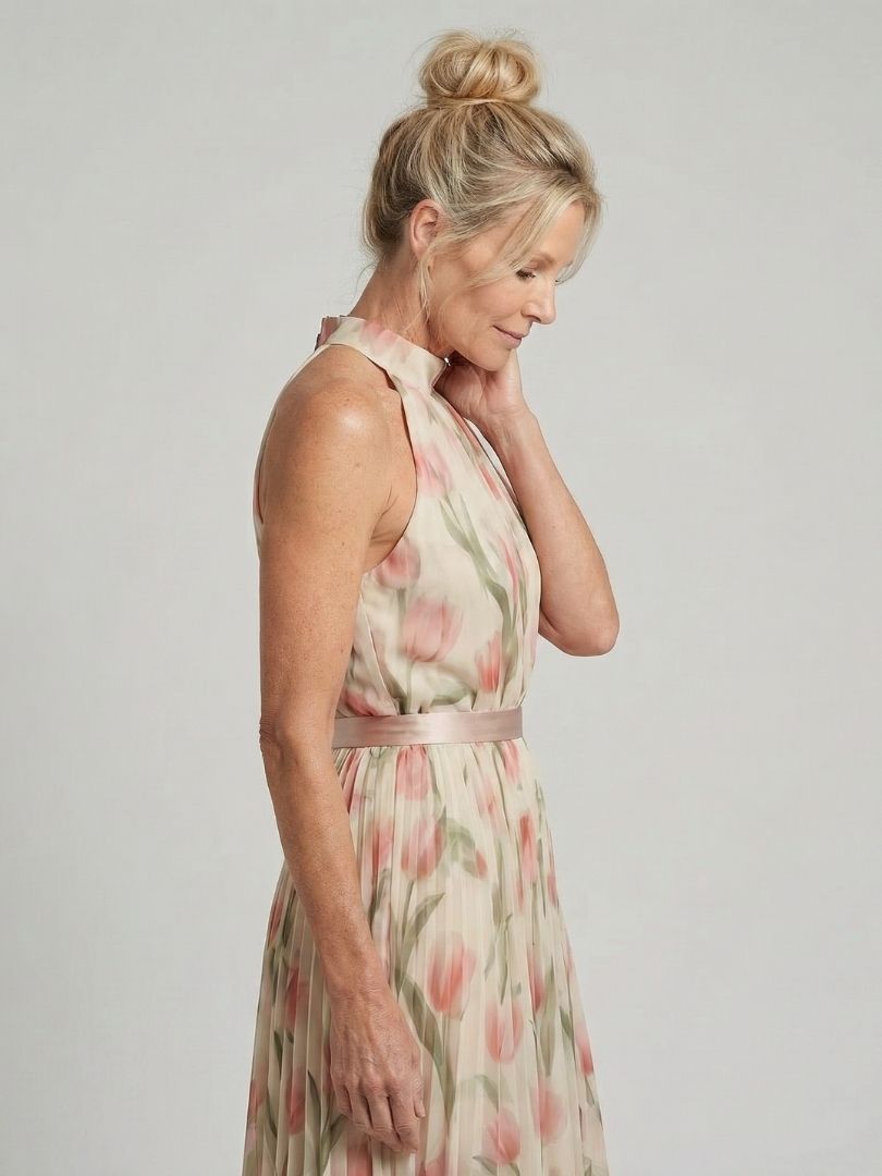 Aurelle | Robe Midi à Fleurs à Col Halter