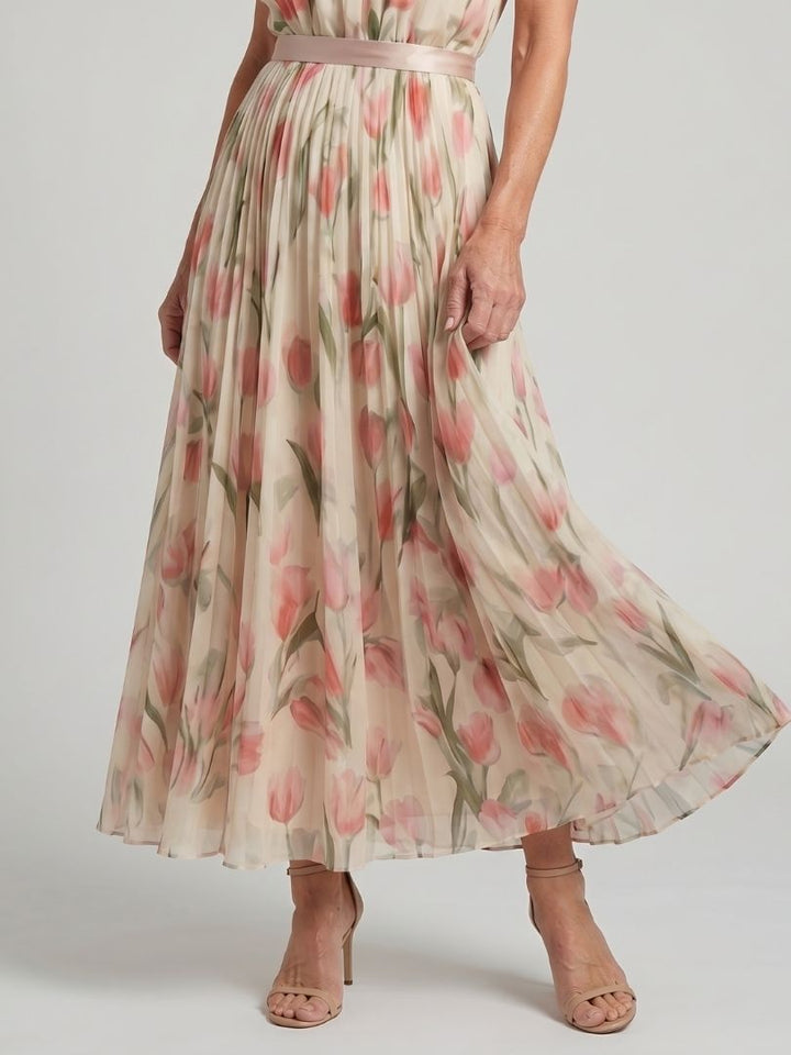 Aurelle | Robe Midi à Fleurs à Col Halter
