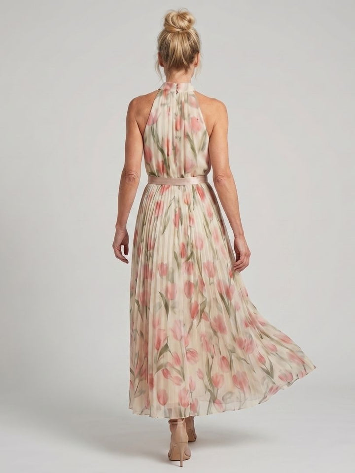 Aurelle | Robe Midi à Fleurs à Col Halter
