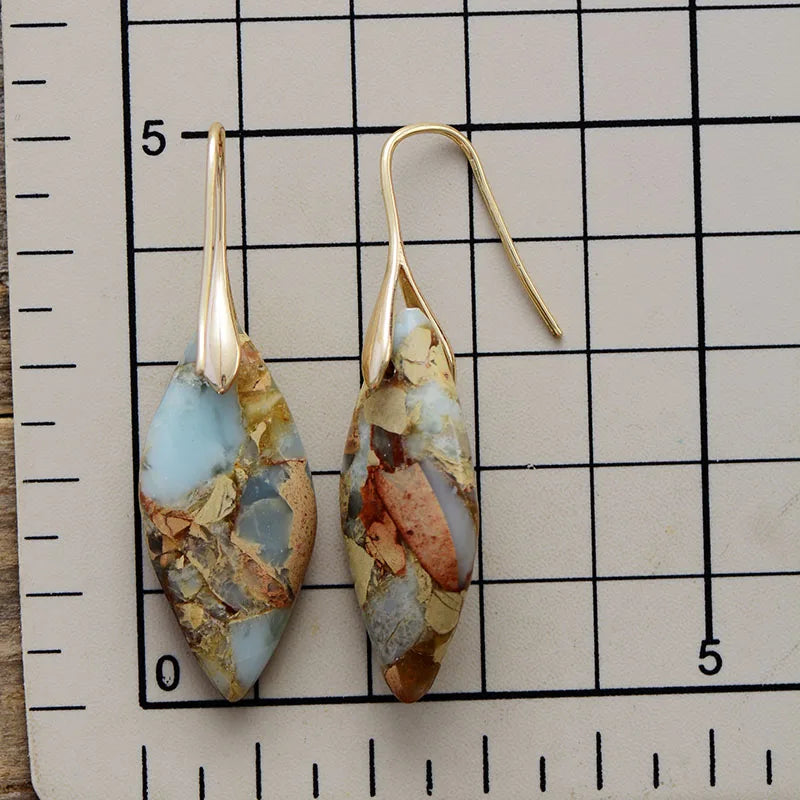Boucles d'oreilles en forme de goutte avec pierre naturelle
