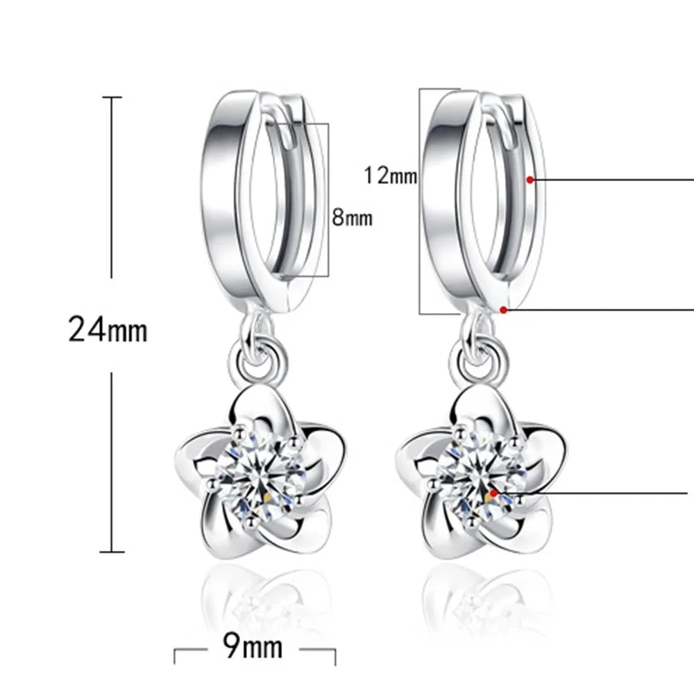 Boucles d'Oreilles en Argent avec Zirconia Violet et Blanc