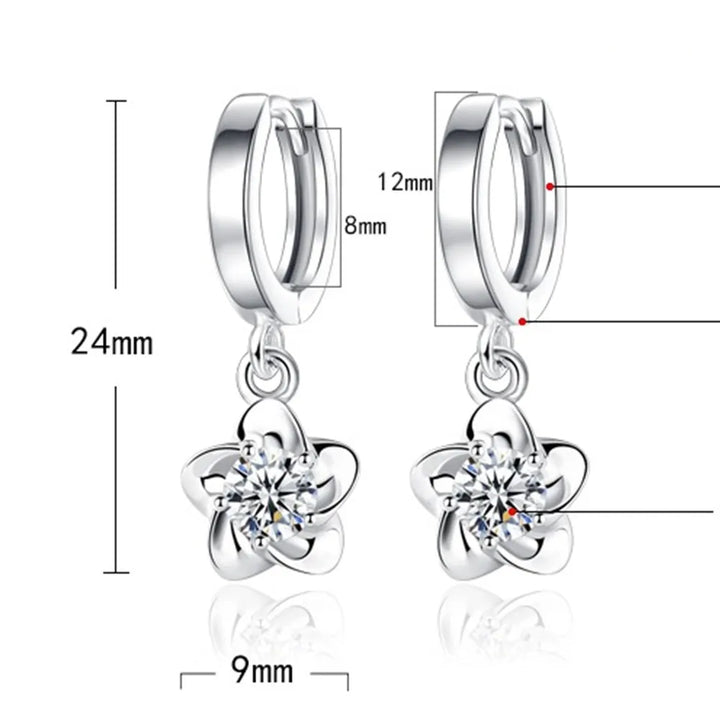 Boucles d'Oreilles en Argent avec Zirconia Violet et Blanc