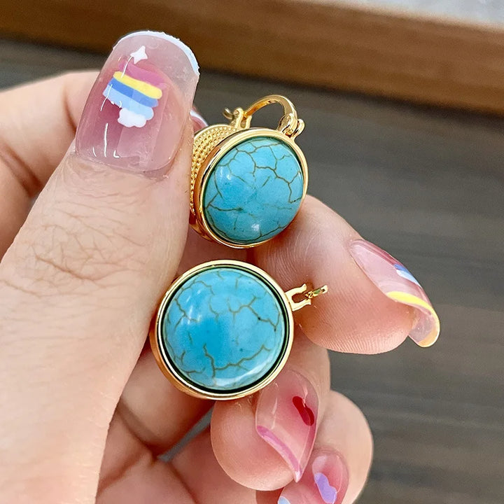 Boucles d'oreilles clous géométriques vintage élégantes en turquoise