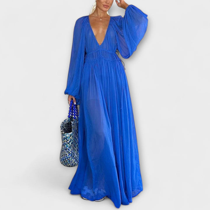 Robe plissée élégante avec manches longues