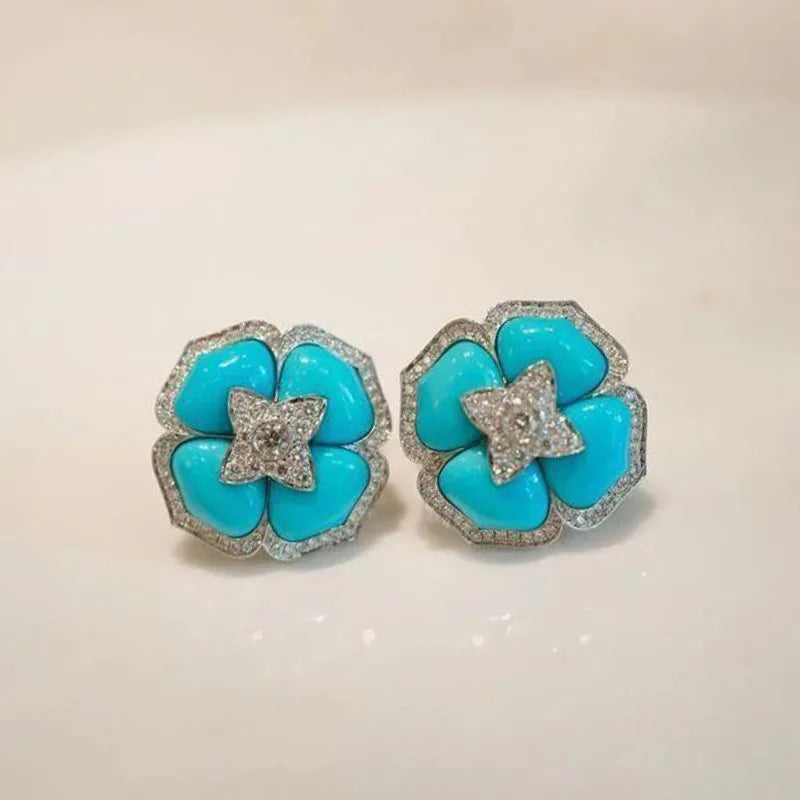 Boucles d'oreilles en argent bleu raffinées
