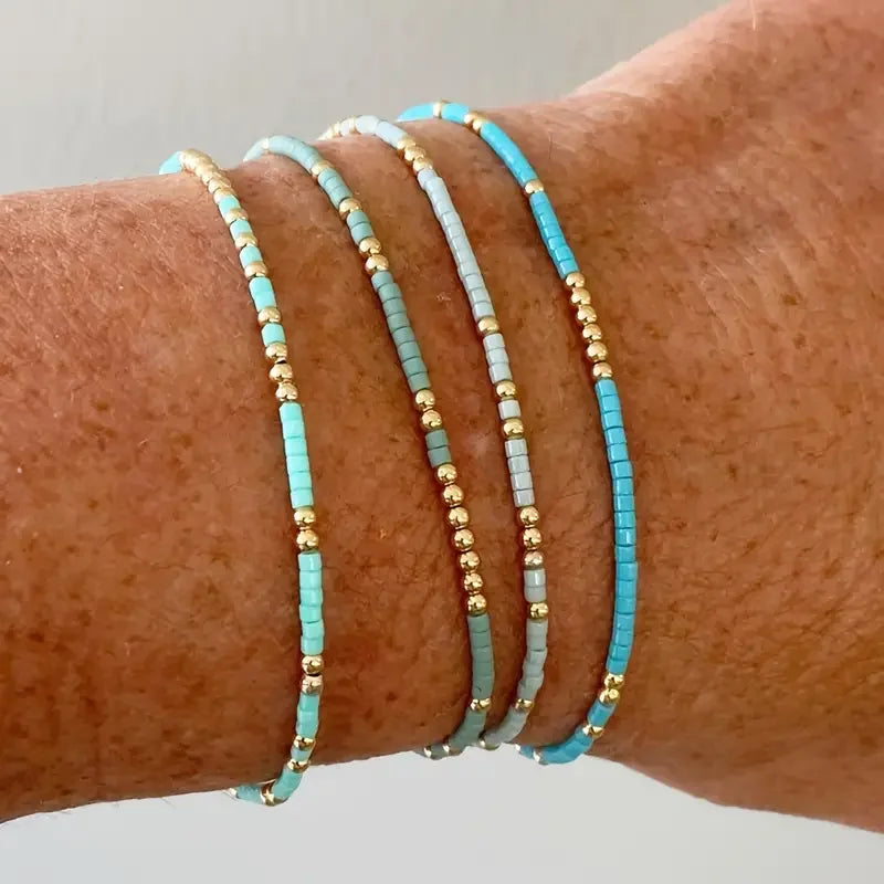 Ensemble de Bracelets en Kralen Turquoise Chic Bohémien
