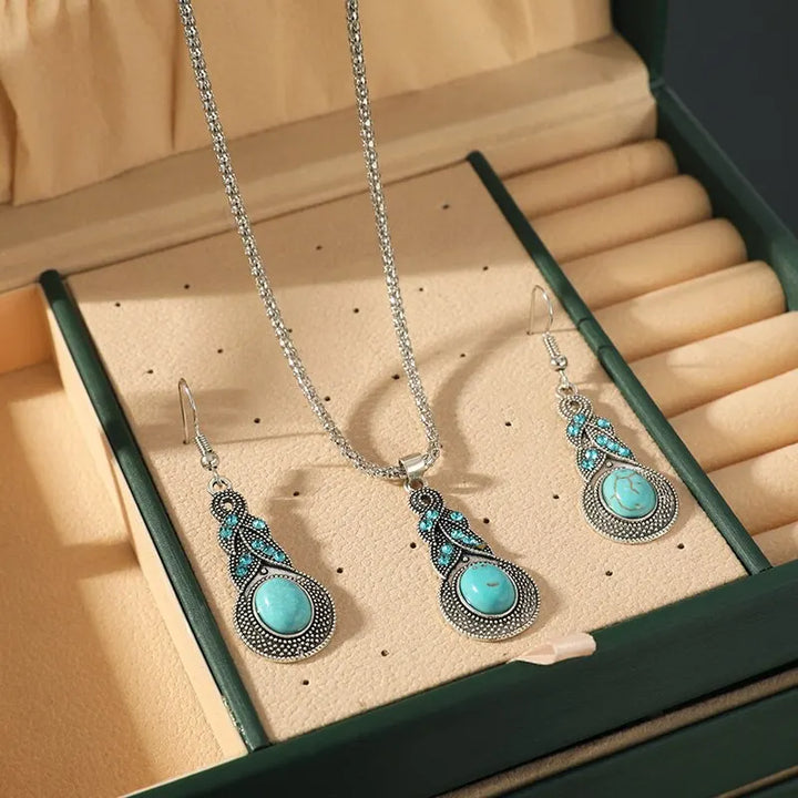Ensemble de Bijoux en Pierre Turquoise Vintage