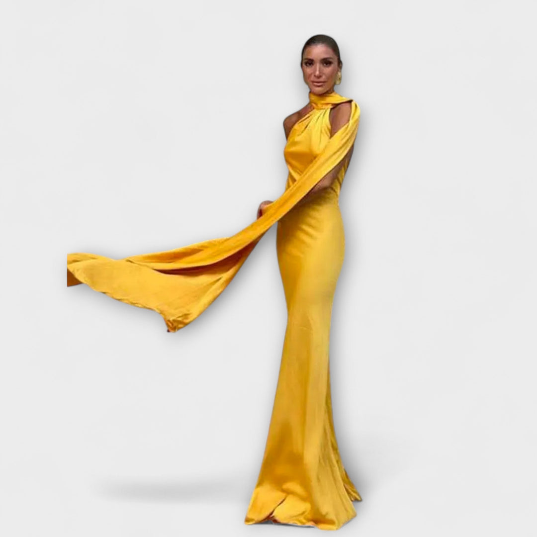 Robe Maxi Chic avec épaules dénudées et lien au cou