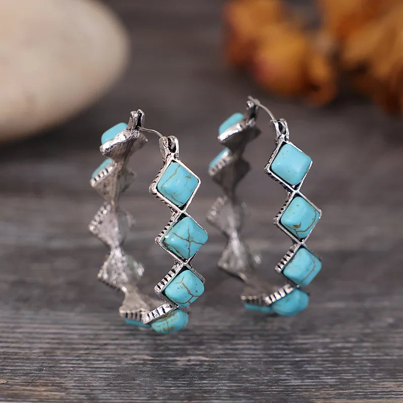 Boucles d'oreilles vintage en turquoise en forme de U