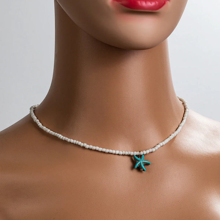 Collier Étoile de Mer Turquoise Bohème Chic