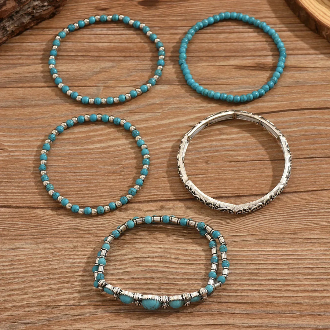 Ensemble de bracelets boho avec des perles turquoises