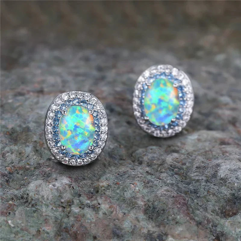 Boucles d'oreilles Rondes Antiques en Pierre Turquoise
