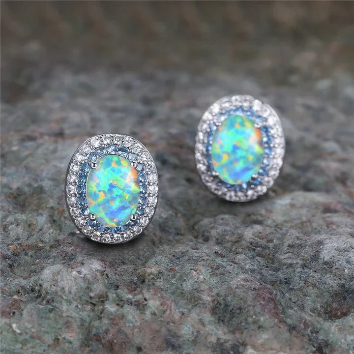 Boucles d'oreilles Rondes Antiques en Pierre Turquoise