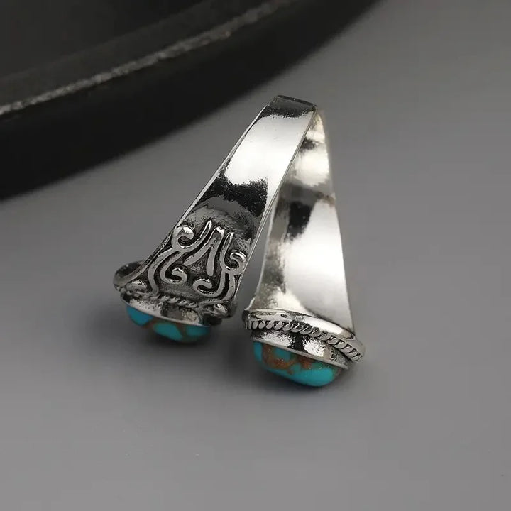 Anneau Croisé Vintage Élegant en Turquoise
