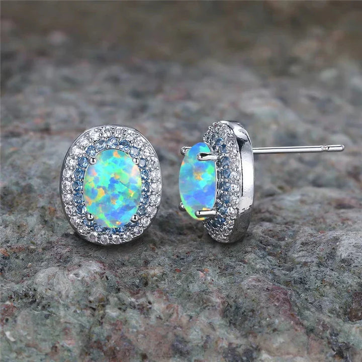 Boucles d'oreilles Rondes Antiques en Pierre Turquoise