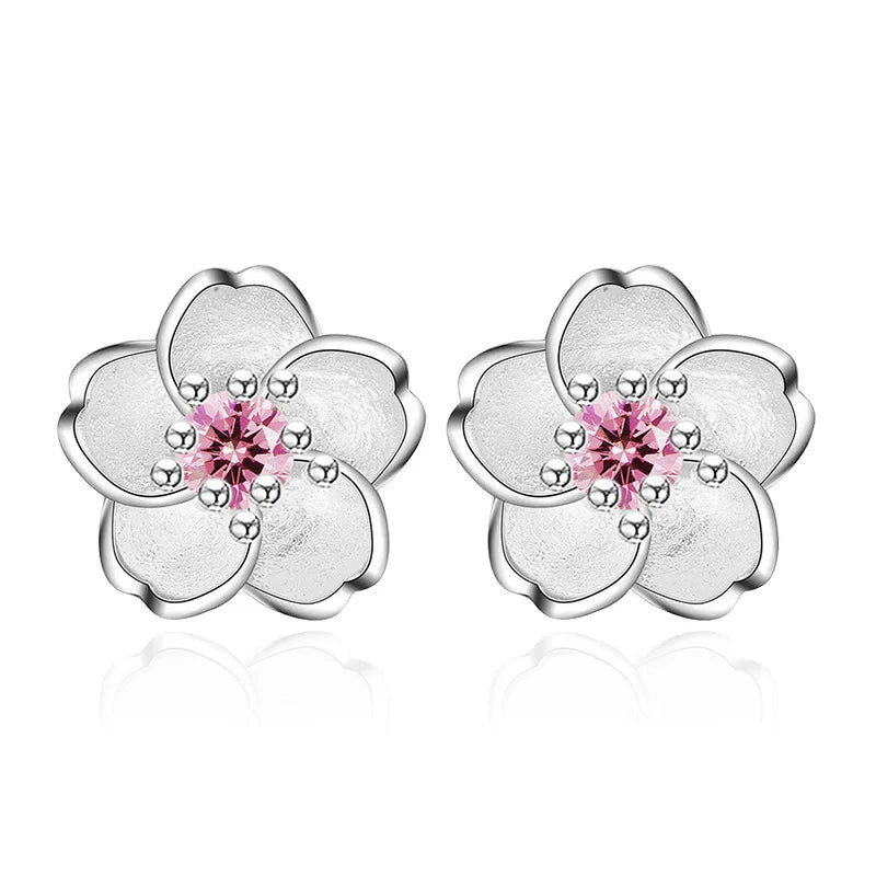 Boucles d'oreilles en forme de fleur avec zirconia
