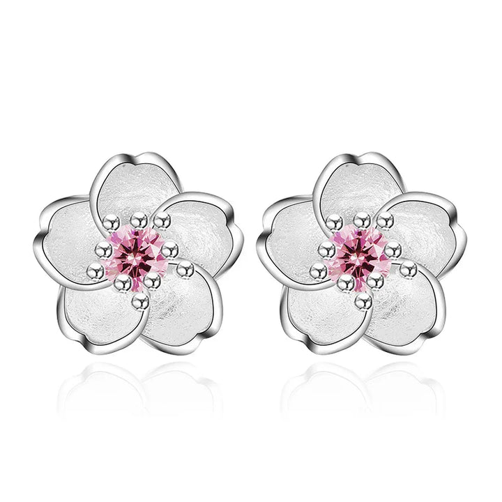 Boucles d'oreilles en forme de fleur avec zirconia