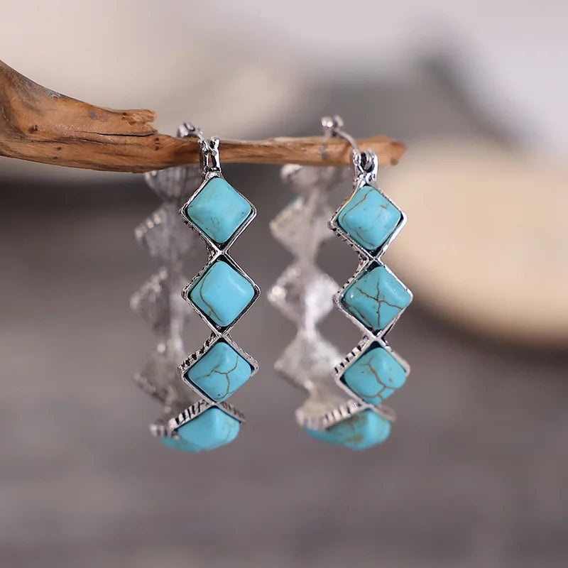 Boucles d'oreilles vintage en turquoise en forme de U