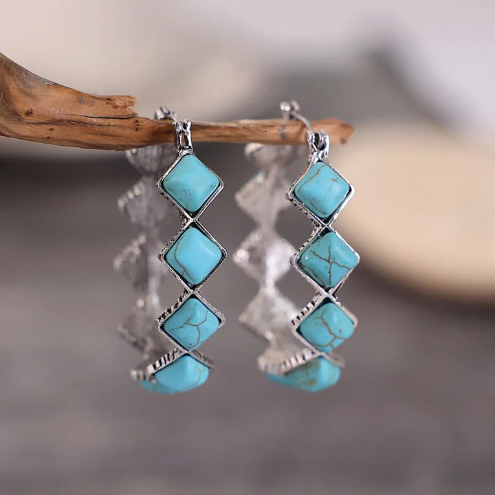 Boucles d'oreilles vintage en turquoise en forme de U