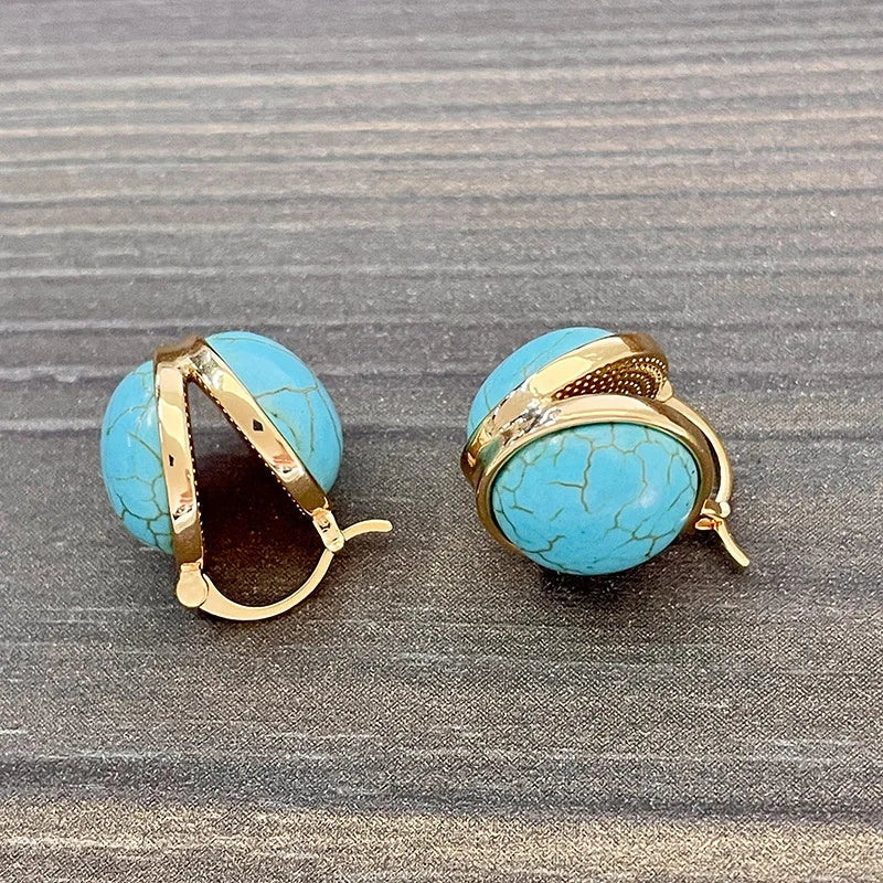 Boucles d'oreilles clous géométriques vintage élégantes en turquoise