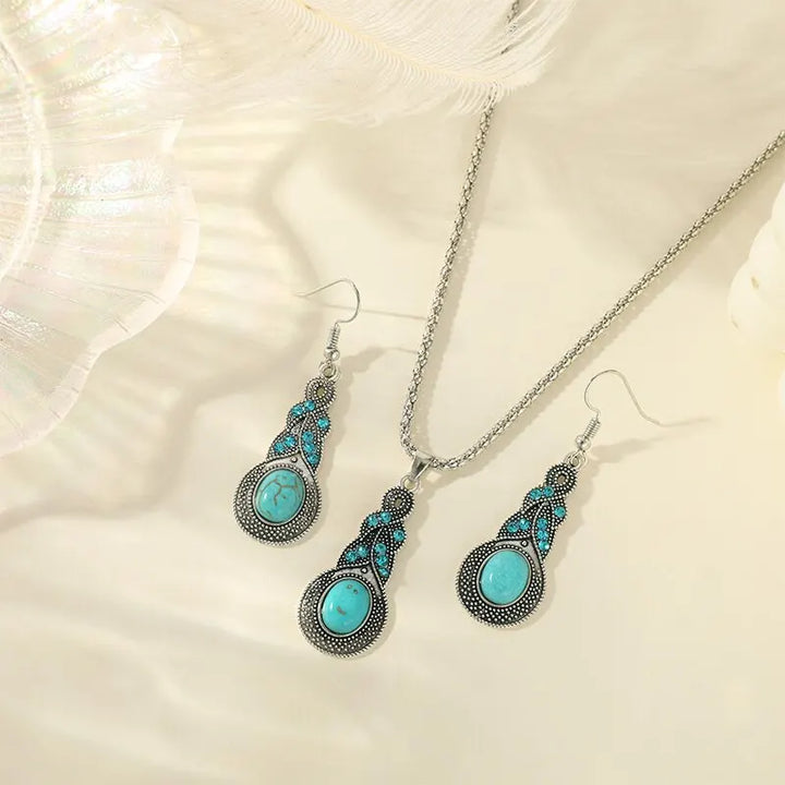 Ensemble de Bijoux en Pierre Turquoise Vintage