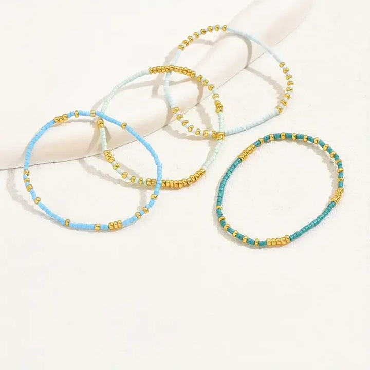 Ensemble de Bracelets en Kralen Turquoise Chic Bohémien