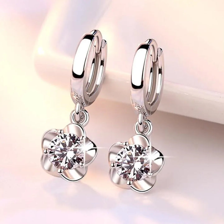 Boucles d'Oreilles en Argent avec Zirconia Violet et Blanc
