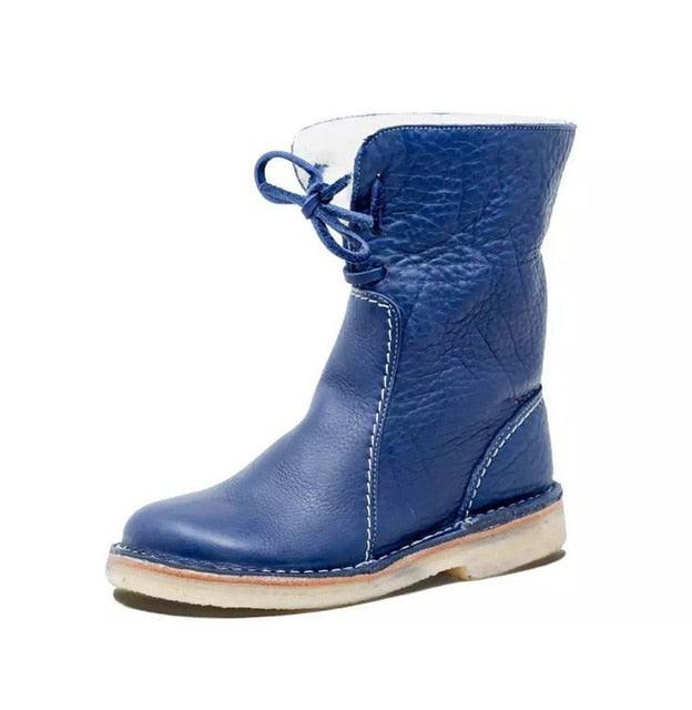 Bottes en Cuir Imperméables avec Doublure en Laine Polaire
