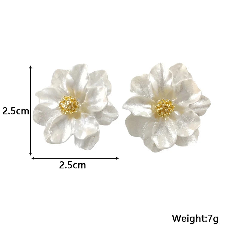 Boucles d'oreilles en acrylique blanc chic avec bouton