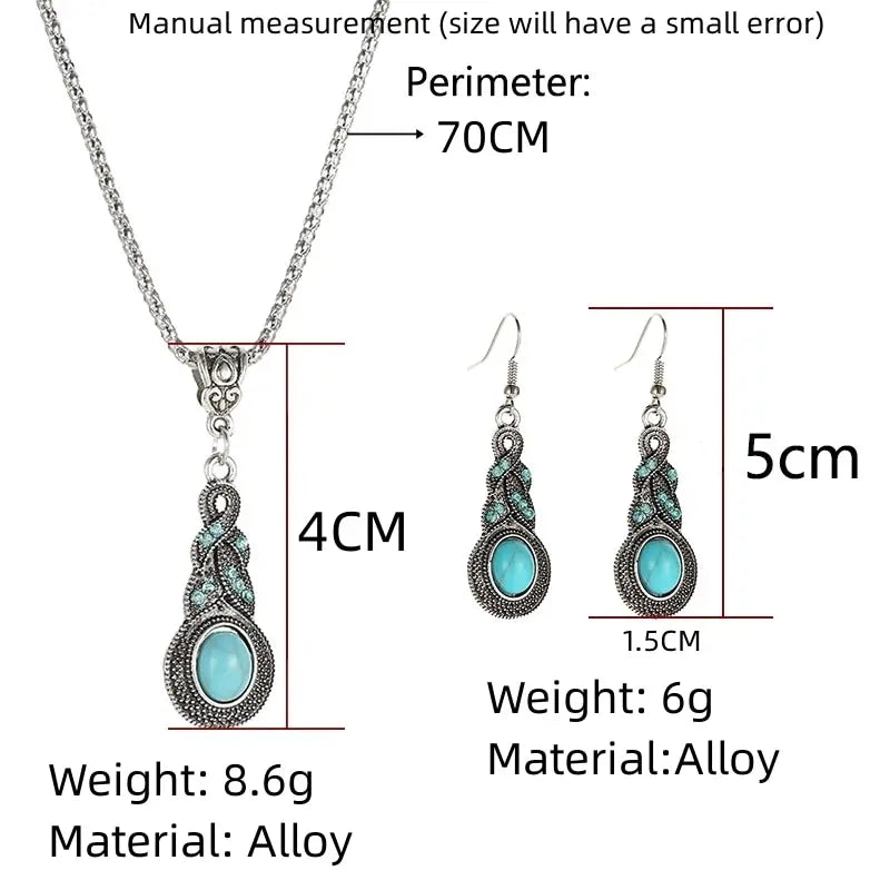 Ensemble de Bijoux en Pierre Turquoise Vintage