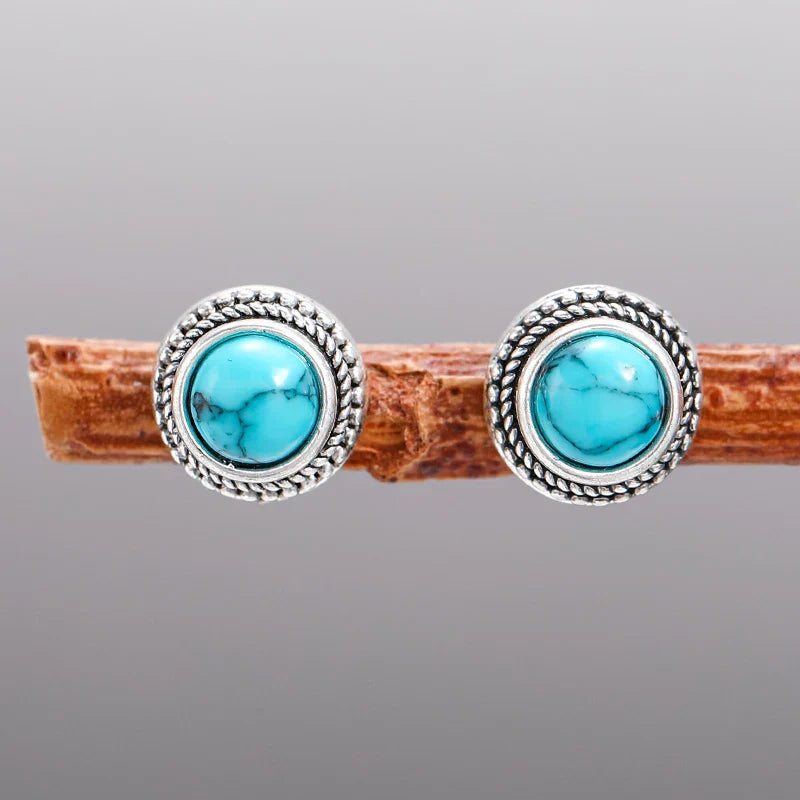 Boucles d'oreilles clous imitation turquoise vintage
