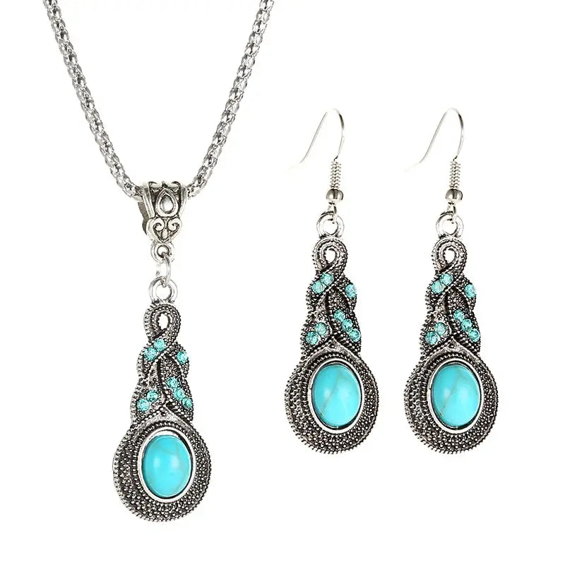 Ensemble de Bijoux en Pierre Turquoise Vintage