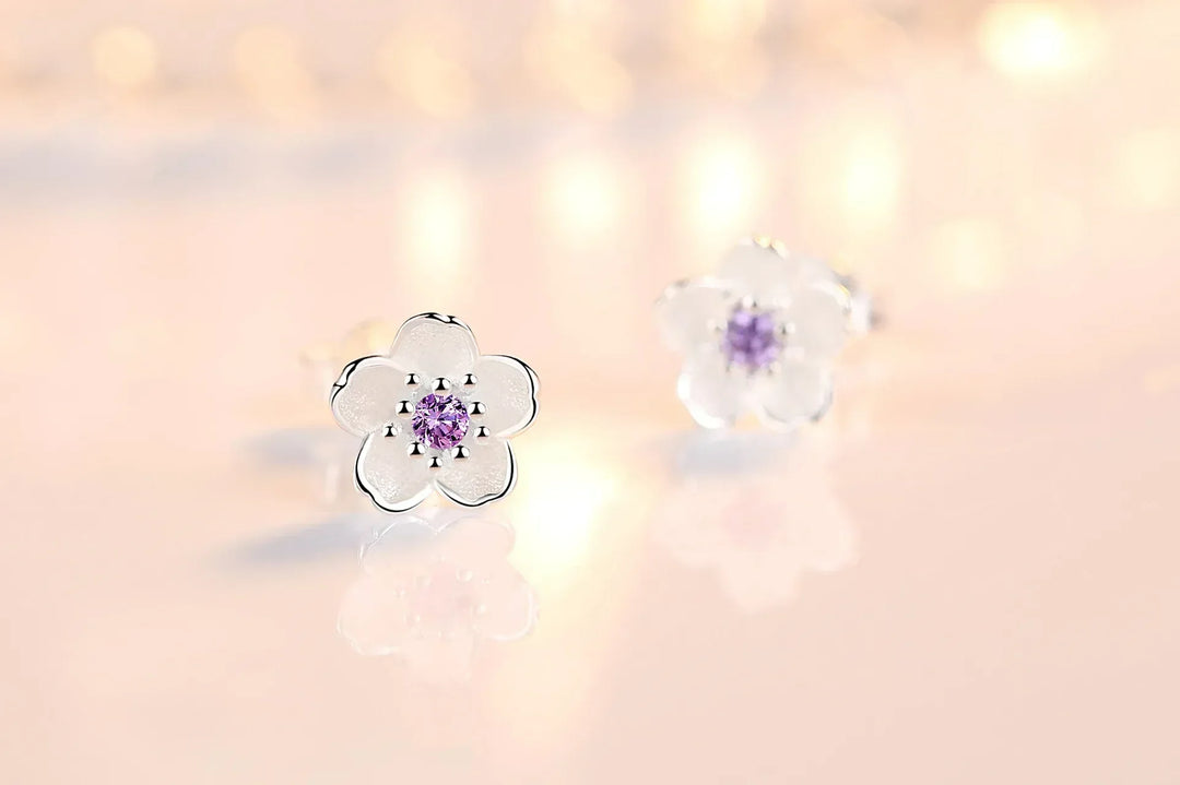 Boucles d'oreilles en forme de fleur avec zirconia
