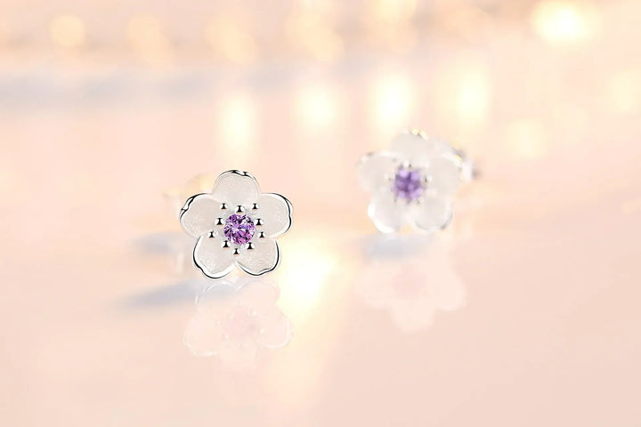 Boucles d'oreilles en forme de fleur avec zirconia