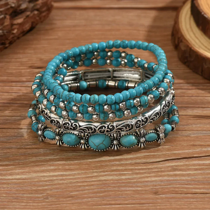 Ensemble de bracelets avec des perles turquoise