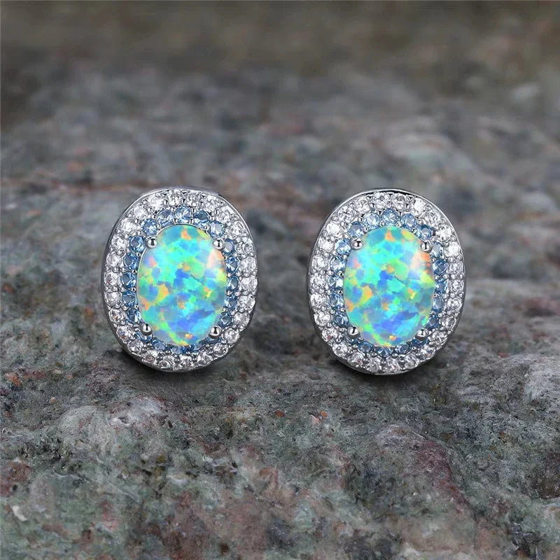 Boucles d'oreilles Rondes Antiques en Pierre Turquoise