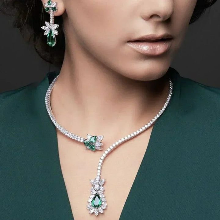 Collier Vintage Bloei van Smaragd