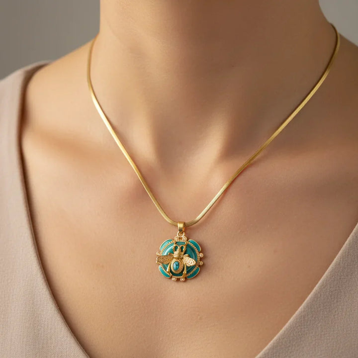 Pendentif en Or Chic avec Turquoise