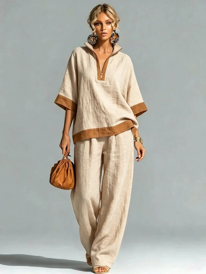 Ensemble Coordonné Vintage en Lin pour Femmes