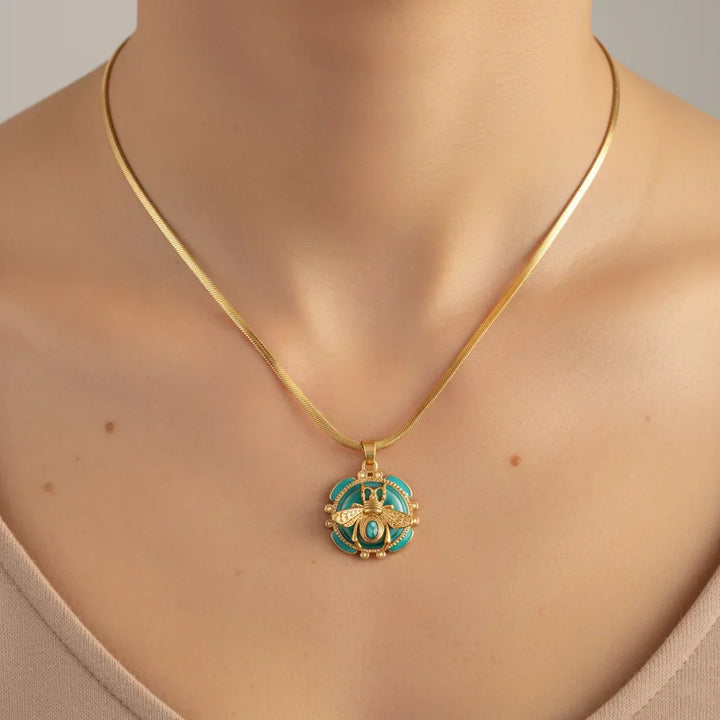 Pendentif en Or Chic avec Turquoise