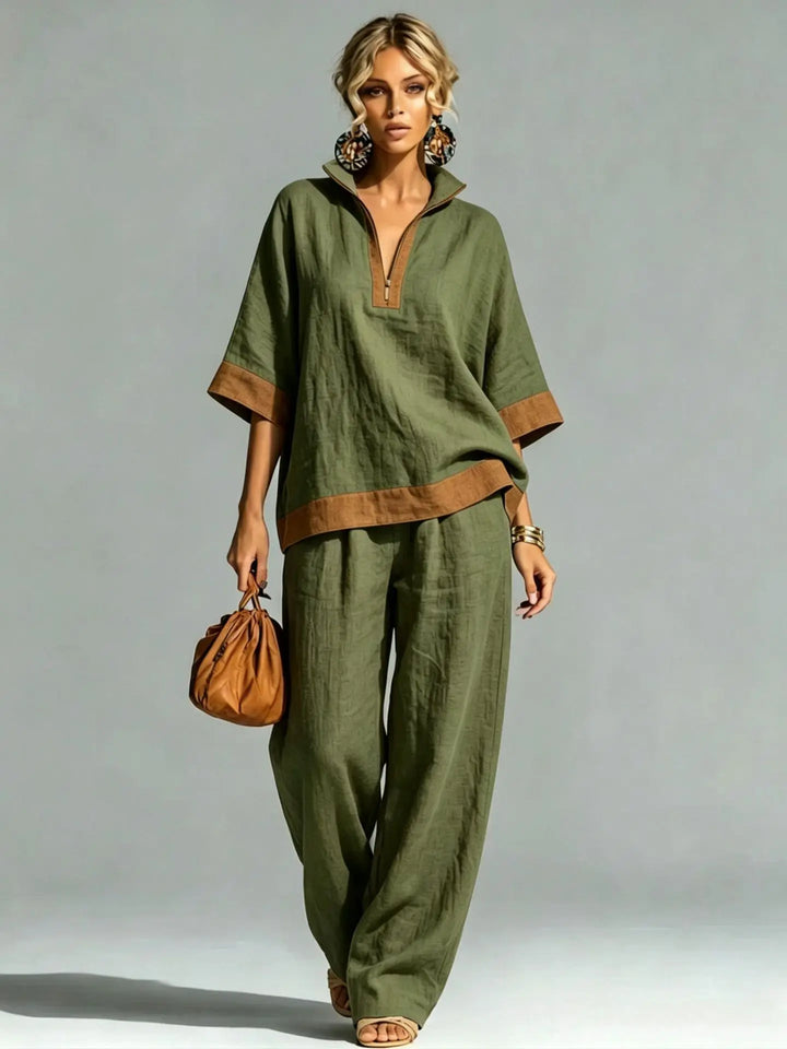 Ensemble Coordonné Vintage en Lin pour Femmes