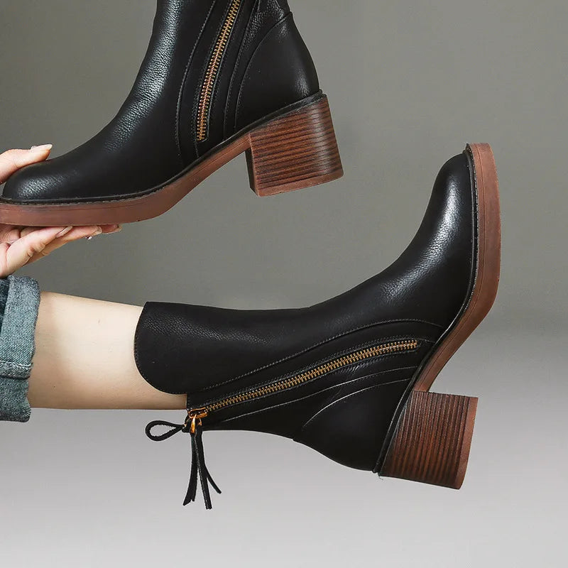 Alyra Leather Ankle Boots