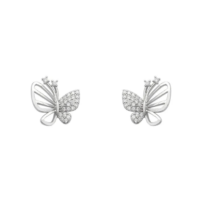 Boucles d'oreilles clous en zircon en forme de papillon élégantes