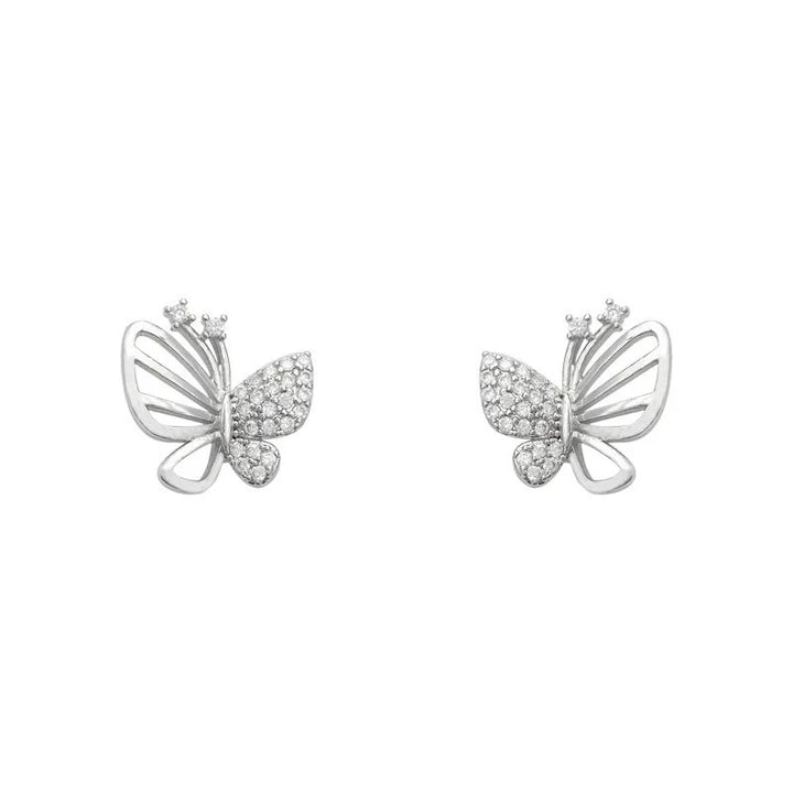 Boucles d'oreilles clous en zircon en forme de papillon élégantes