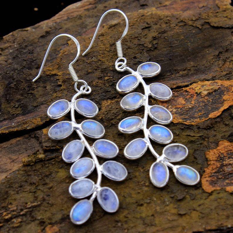 Boucles d'Oreilles Avancées avec Pierre de Lune