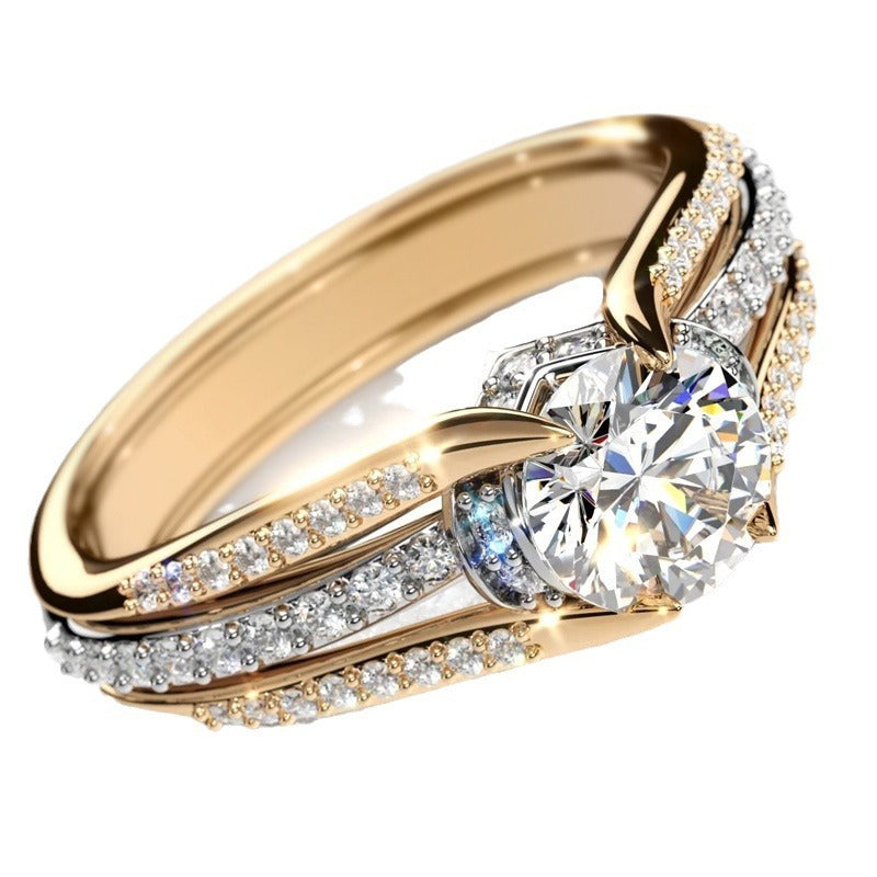 Bague vintage en cristal – Or, Argent, Or rose