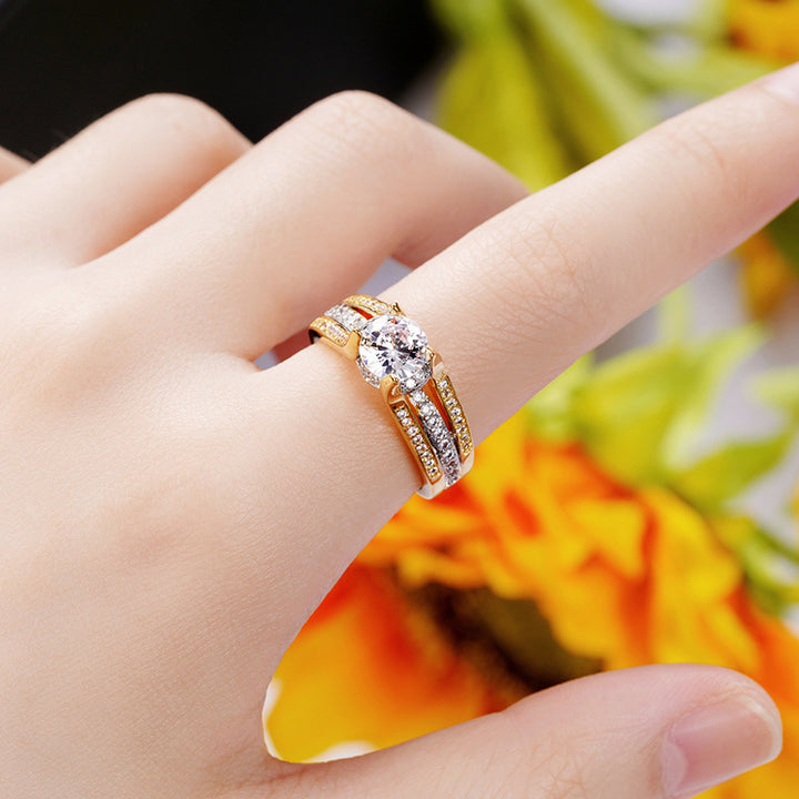 Bague vintage en cristal – Or, Argent, Or rose