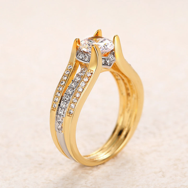 Bague vintage en cristal – Or, Argent, Or rose