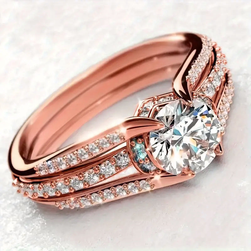 Bague vintage en cristal – Or, Argent, Or rose